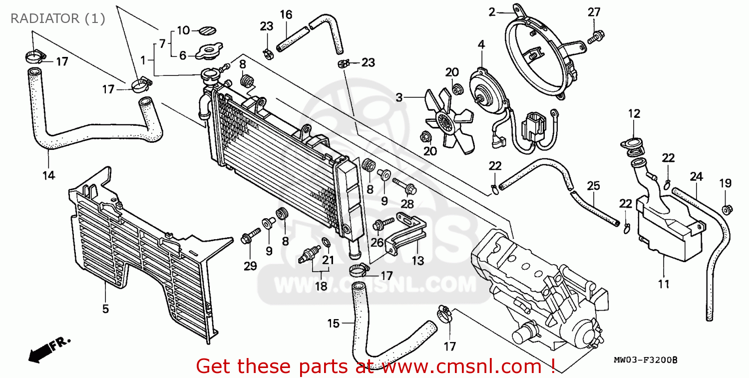 Honda CBR900RR FIREBLADE 1993 (P) ENGLAND RADIATOR (1) - buy RADIATOR