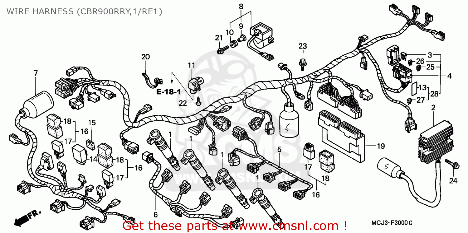 Honda CBR900RR FIREBLADE 2001 (1) EUROPEAN DIRECT SALES WIRE HARNESS ...