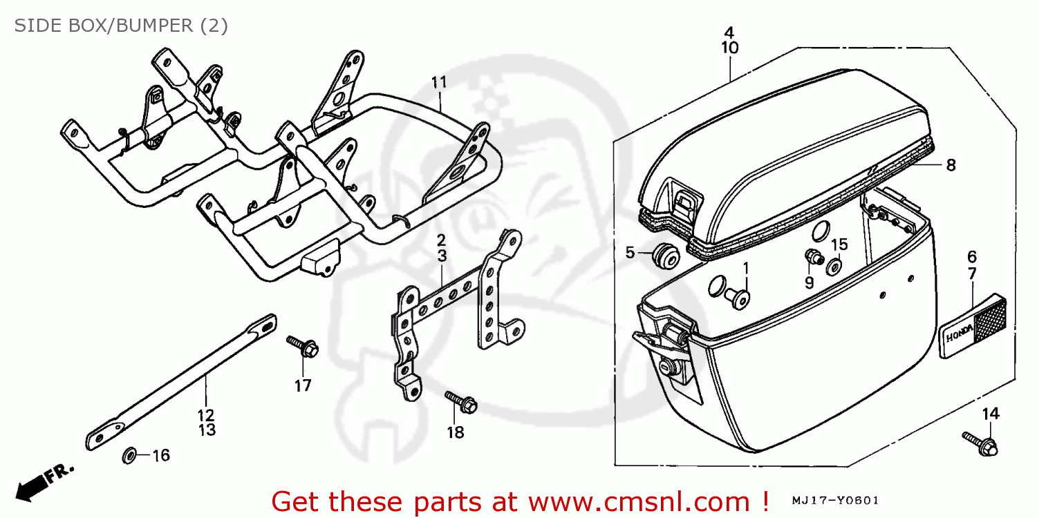 Plb Side Box Honda CBX750P 1984 (E) AUSTRALIA / PLB SIDE BOX/BUMPER (2) - buy SIDE ...