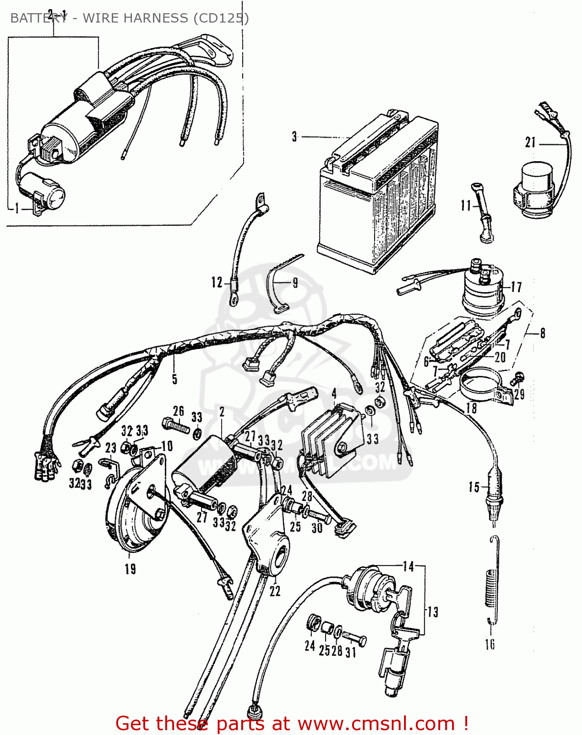 Honda Cd125k3 Battery Wire Harness Cd125 Buy Battery Wire Harness Cd125 Spares Online