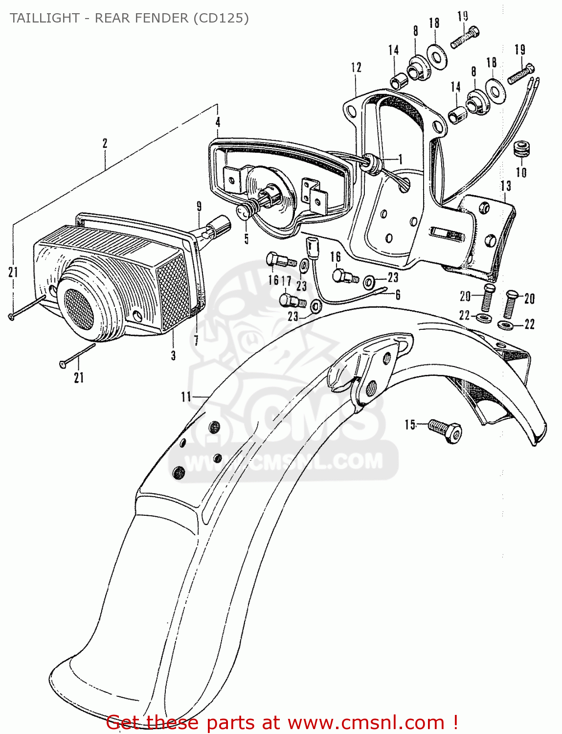 Honda CD125K3 TAILLIGHT - REAR FENDER (CD125) - buy TAILLIGHT - REAR ...