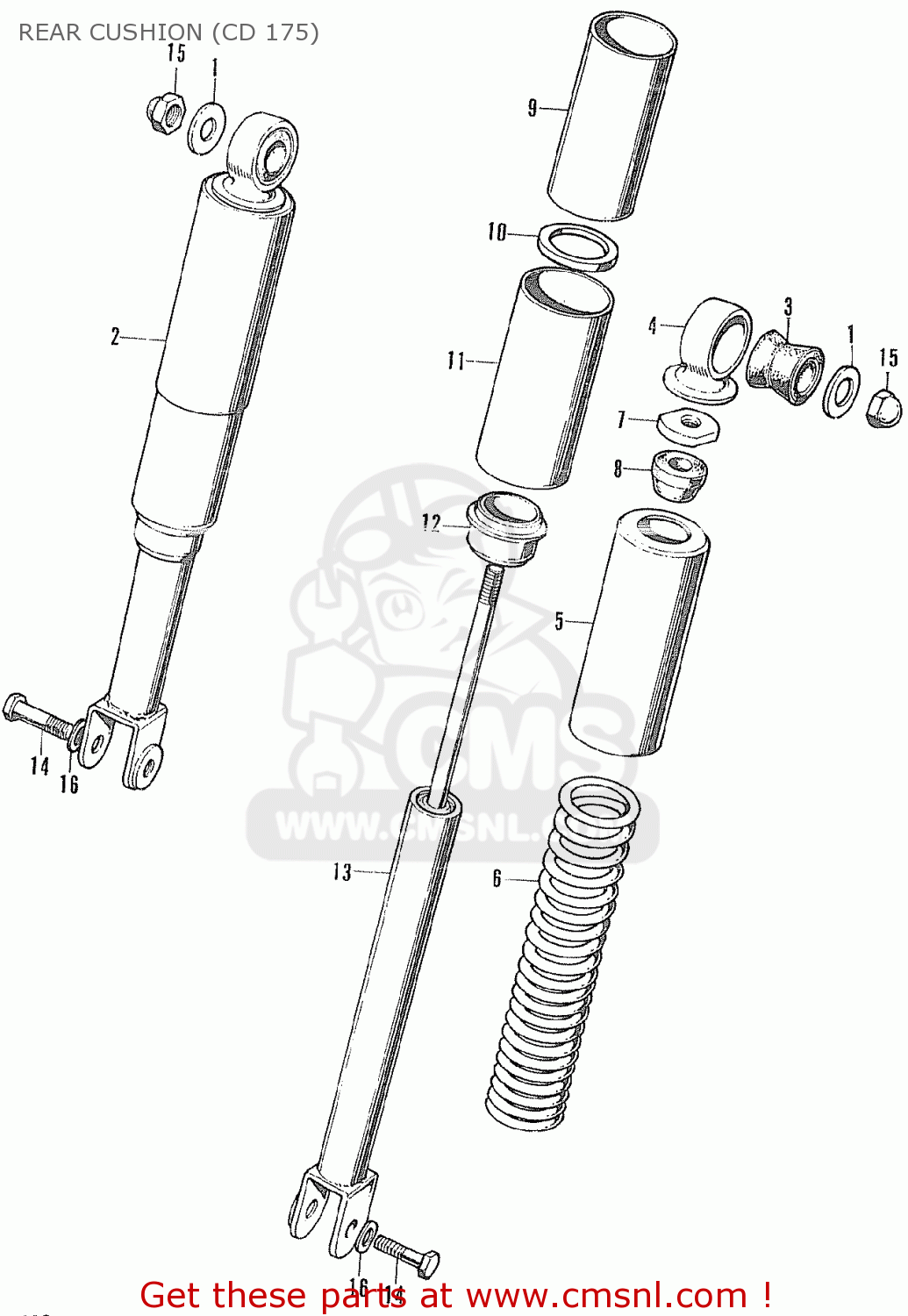 Honda CD175 K3 GENERAL EXPORT REAR CUSHION (CD 175) - buy REAR CUSHION ...