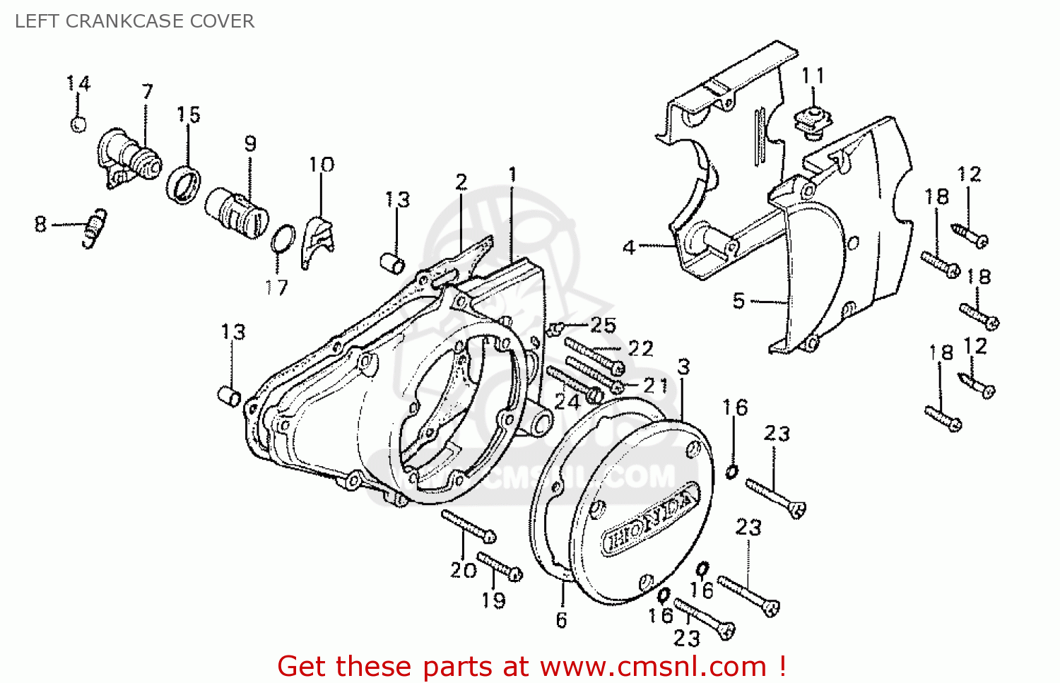Honda CD175 K5 GENERAL EXPORT LEFT CRANKCASE COVER - buy LEFT CRANKCASE ...