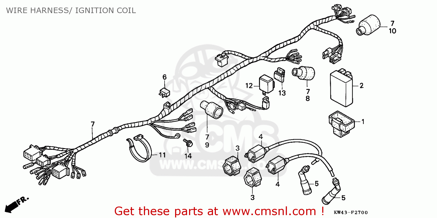 Honda CD250U 1988 (J) ENGLAND WIRE HARNESS/ IGNITION COIL ... honda cbr 600 fuse box 