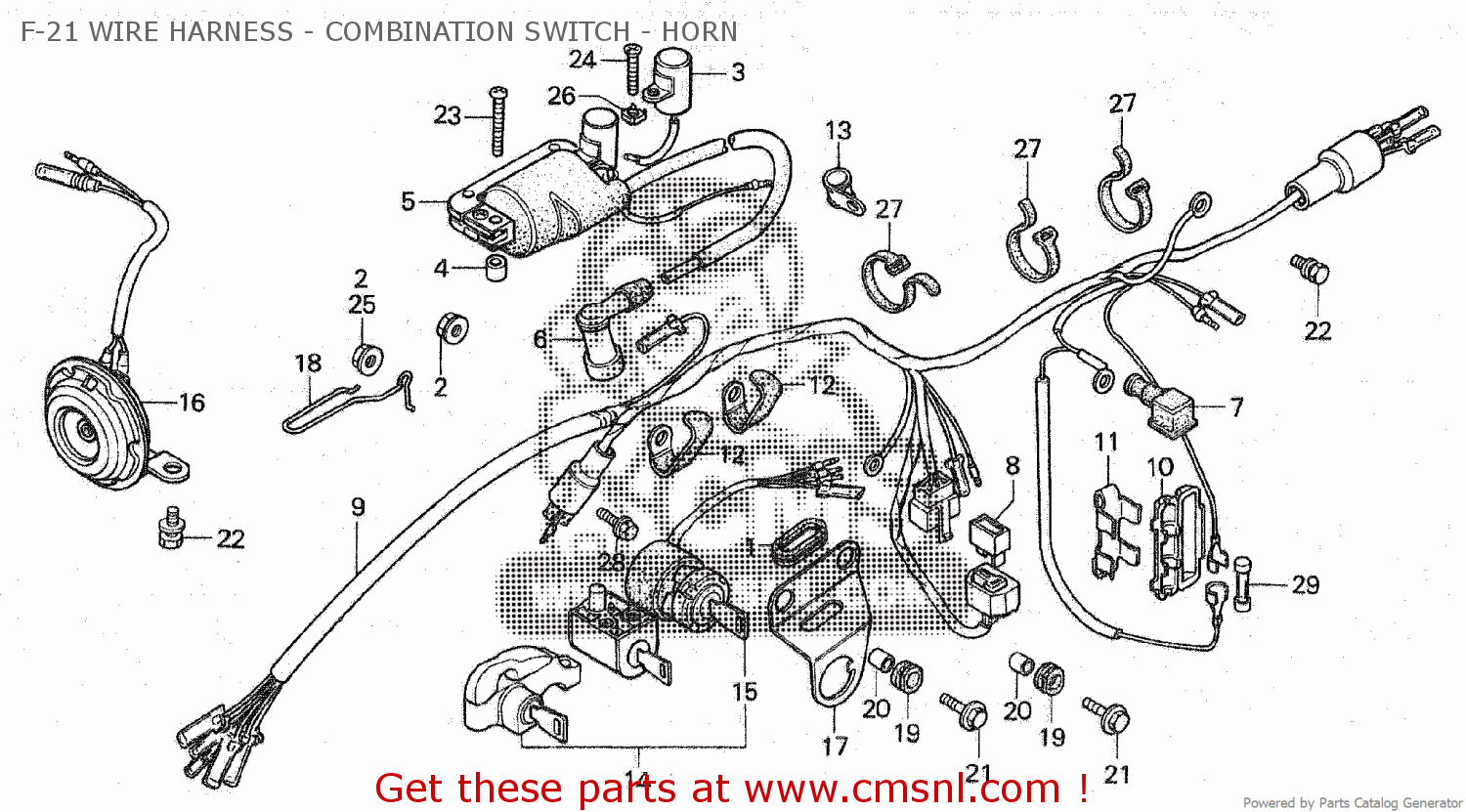 Honda CG125 1981 (B) ENGLAND F-21 WIRE HARNESS - COMBINATION SWITCH ...