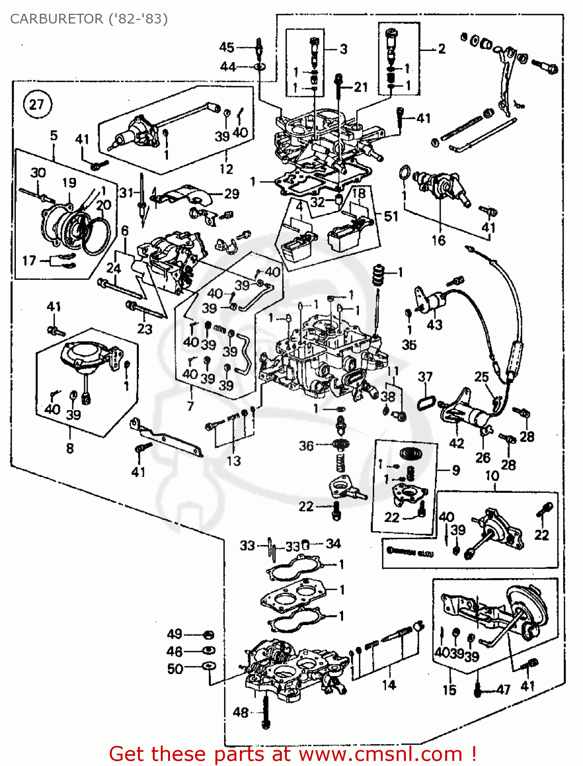 Honda Civic 1983 4dr1500 (ka,kh,kl) Carburetor ('82-'83) - schematic ...