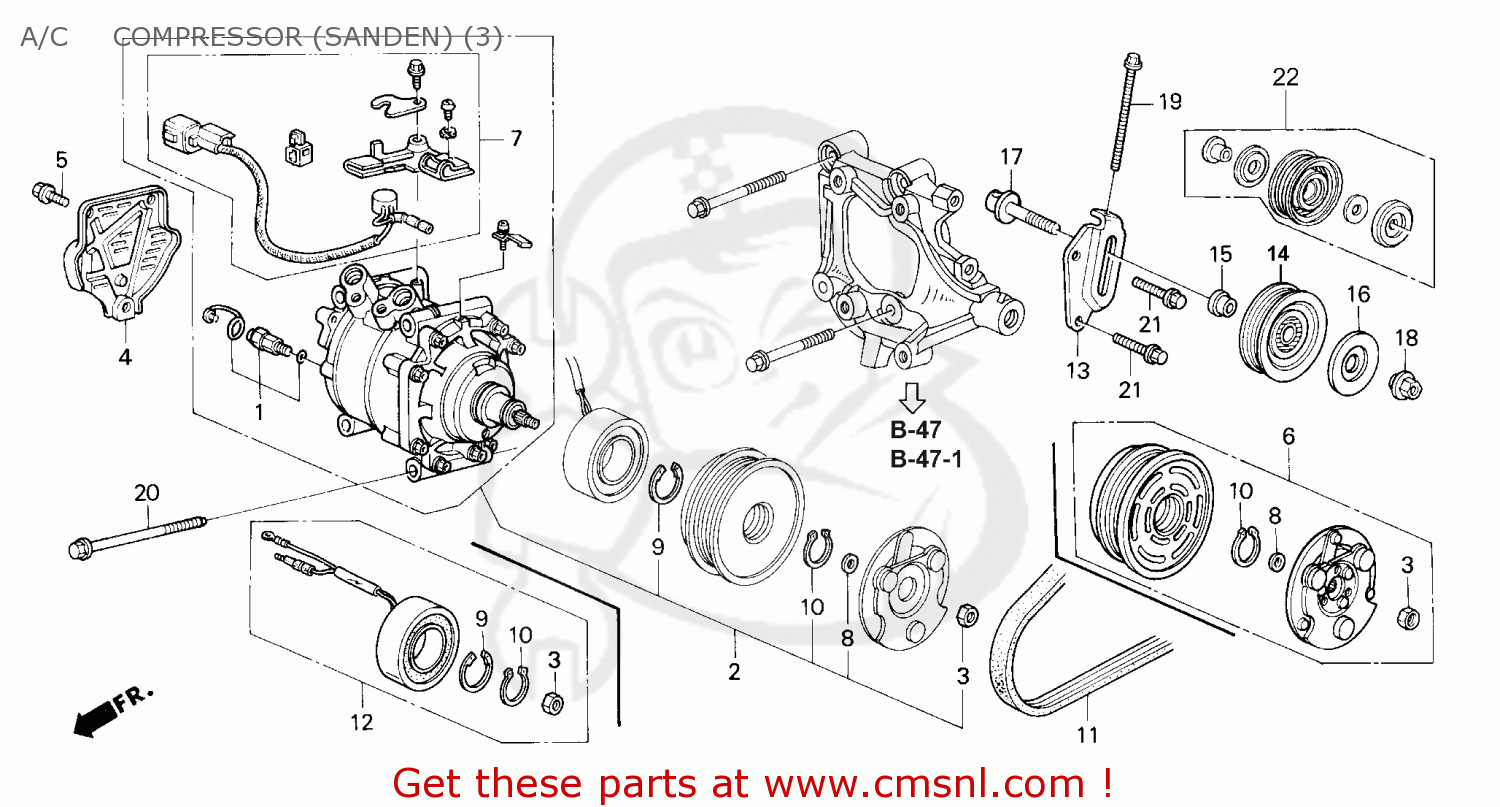 Honda CIVIC 1994 (R) 4DR LX ABS (KA,KL) A/C COMPRESSOR (SANDEN) buy A