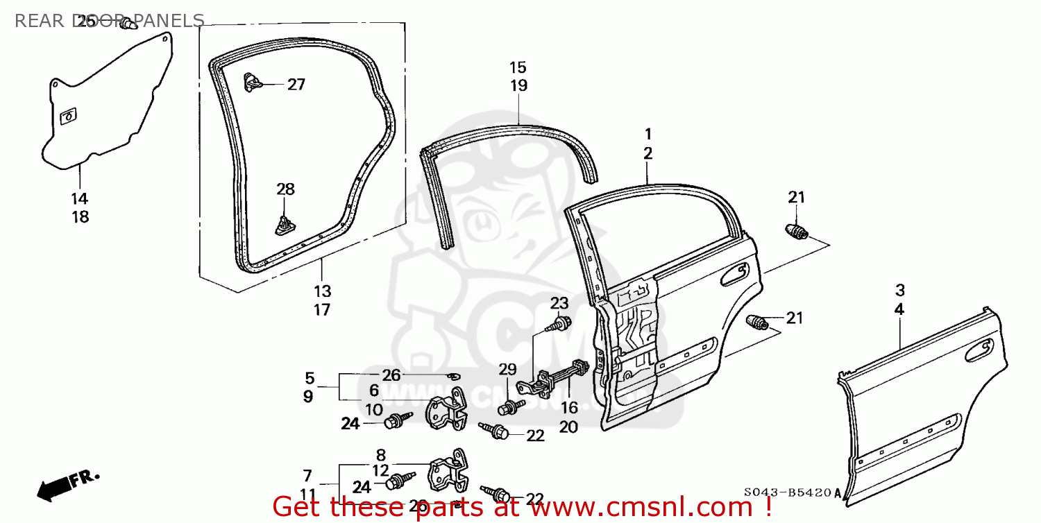 Honda Civic 1996 T 4dr Lx Abs Ka Kl Rear Door Panels