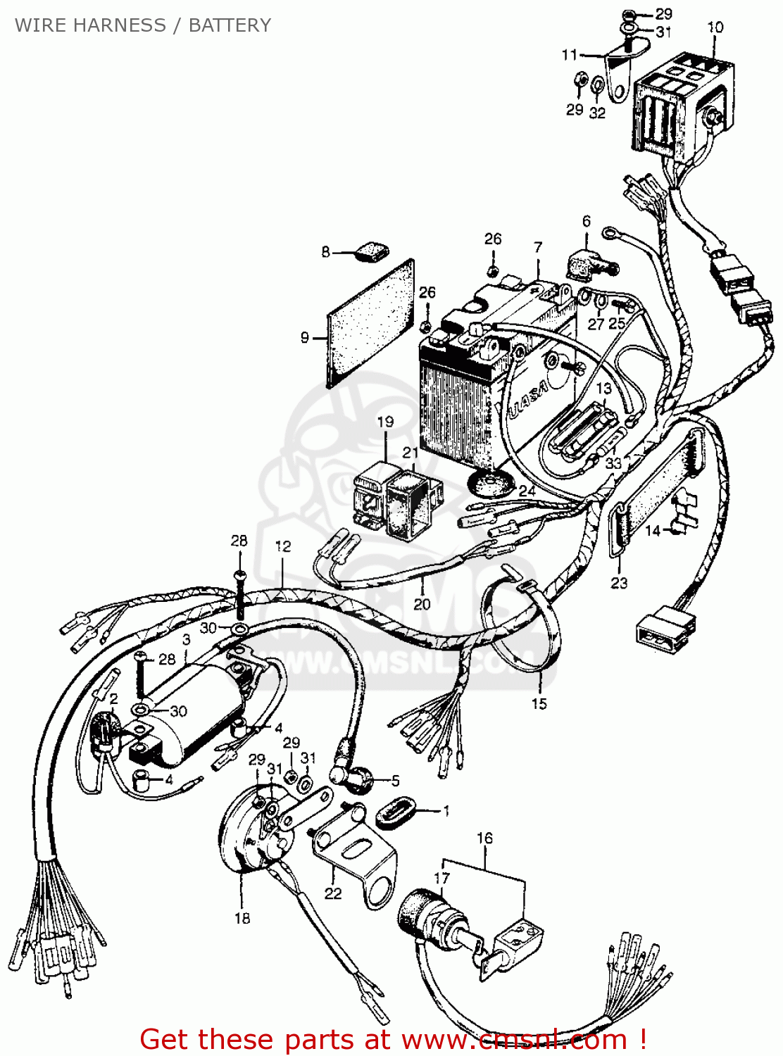 Honda CL100 SCRAMBLER 1971 K1 USA WIRE HARNESS / BATTERY ... e bike wiring diagram 