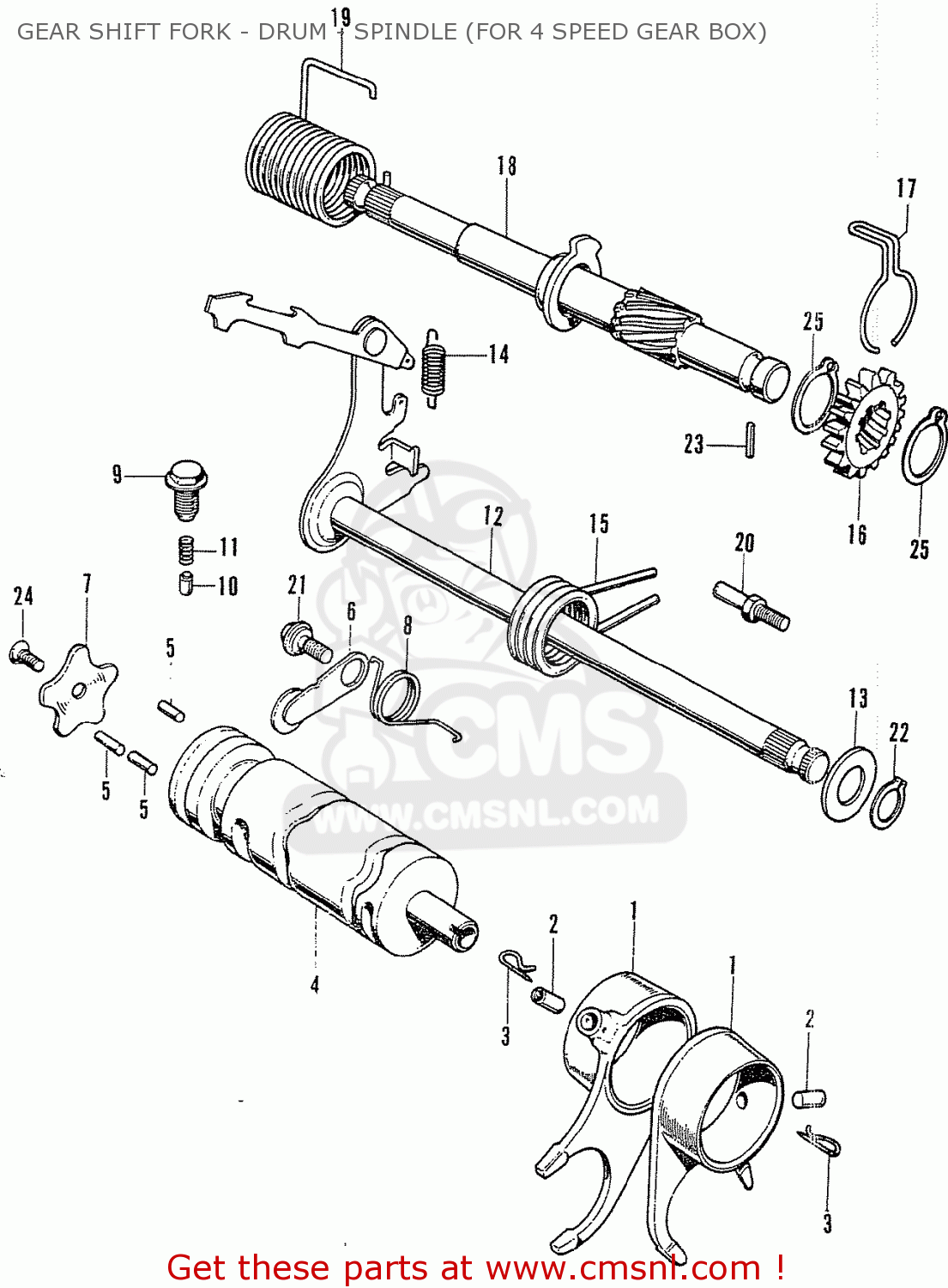 Honda CL125 K3 GENERAL EXPORT GEAR SHIFT FORK - DRUM - SPINDLE 