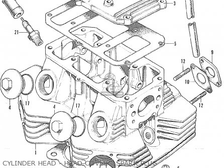 CYLINDER HEAD - HEAD COVER - SPARK PLUG - CL175 SCRAMBLER 1973 K7 USA