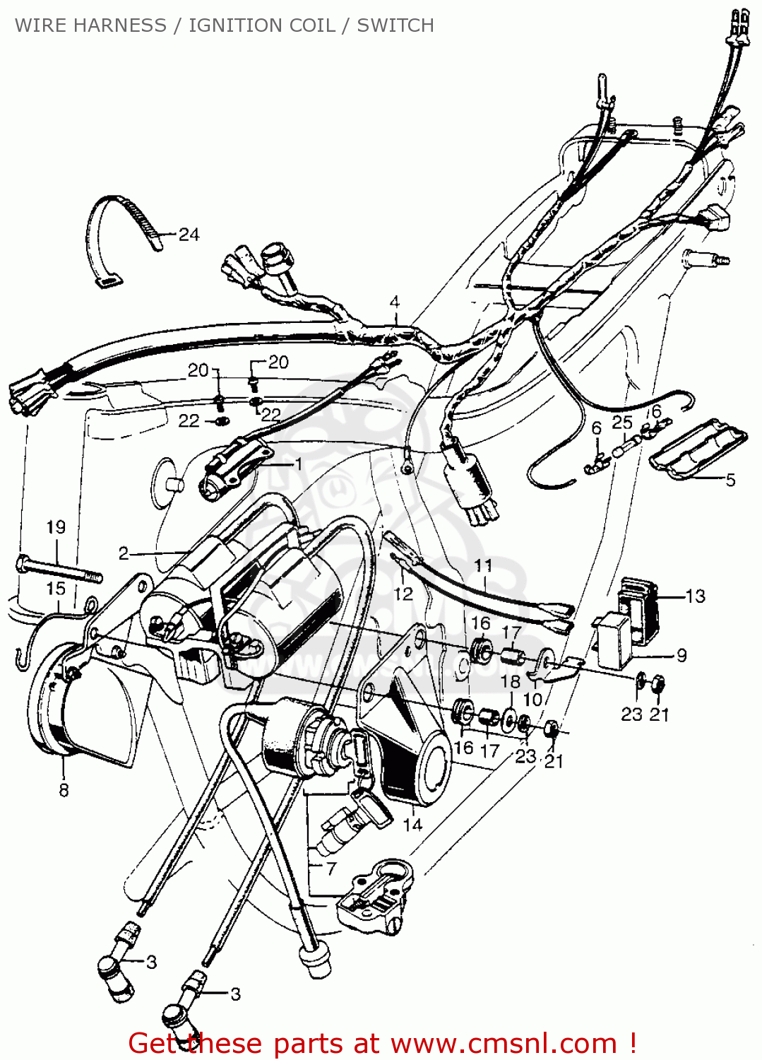 Honda Cl350 Scrambler 1973 K5 Usa Wire Harness / Ignition ... honda 305 wiring diagram 