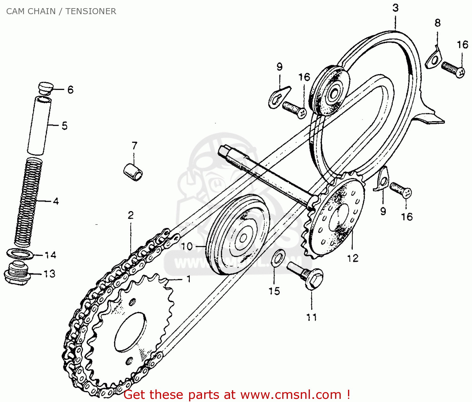 Honda Cl90 Scrambler 1967 Usa Cam Chain / Tensioner - schematic partsfiche