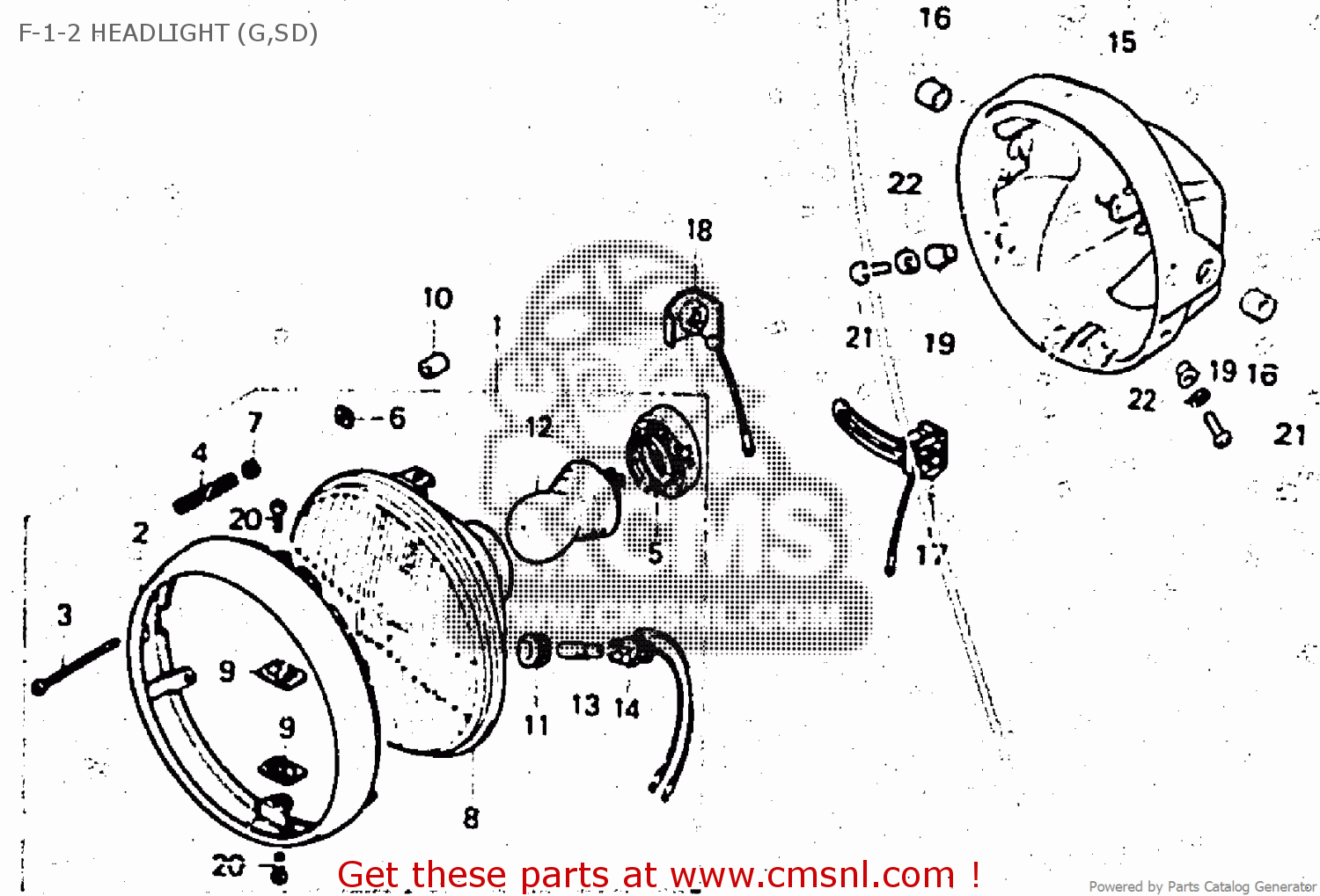 Honda CM250C 1982 (C) CANADA F12 HEADLIGHT (G,SD) buy F12