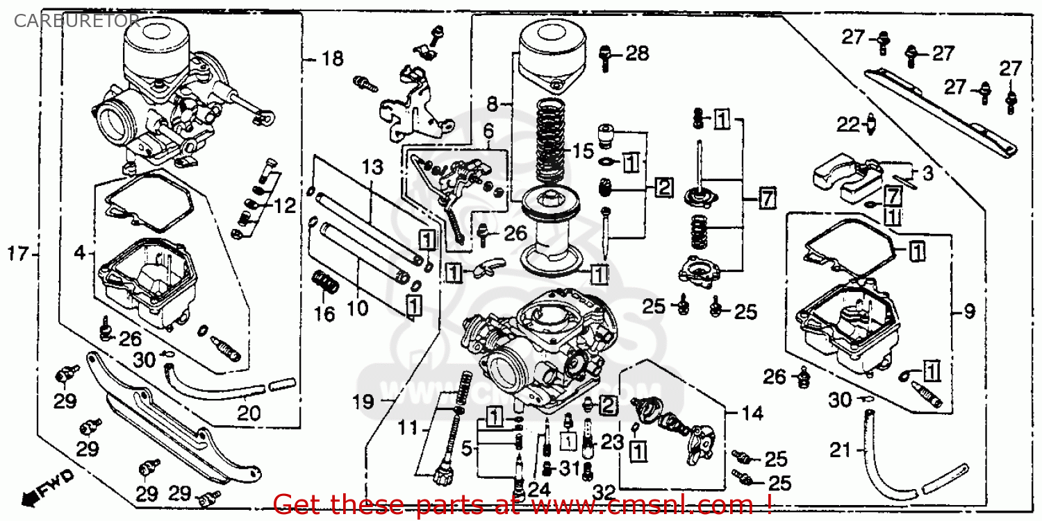 Honda Cm400e 1981 (b) Usa Carburetor - schematic partsfiche