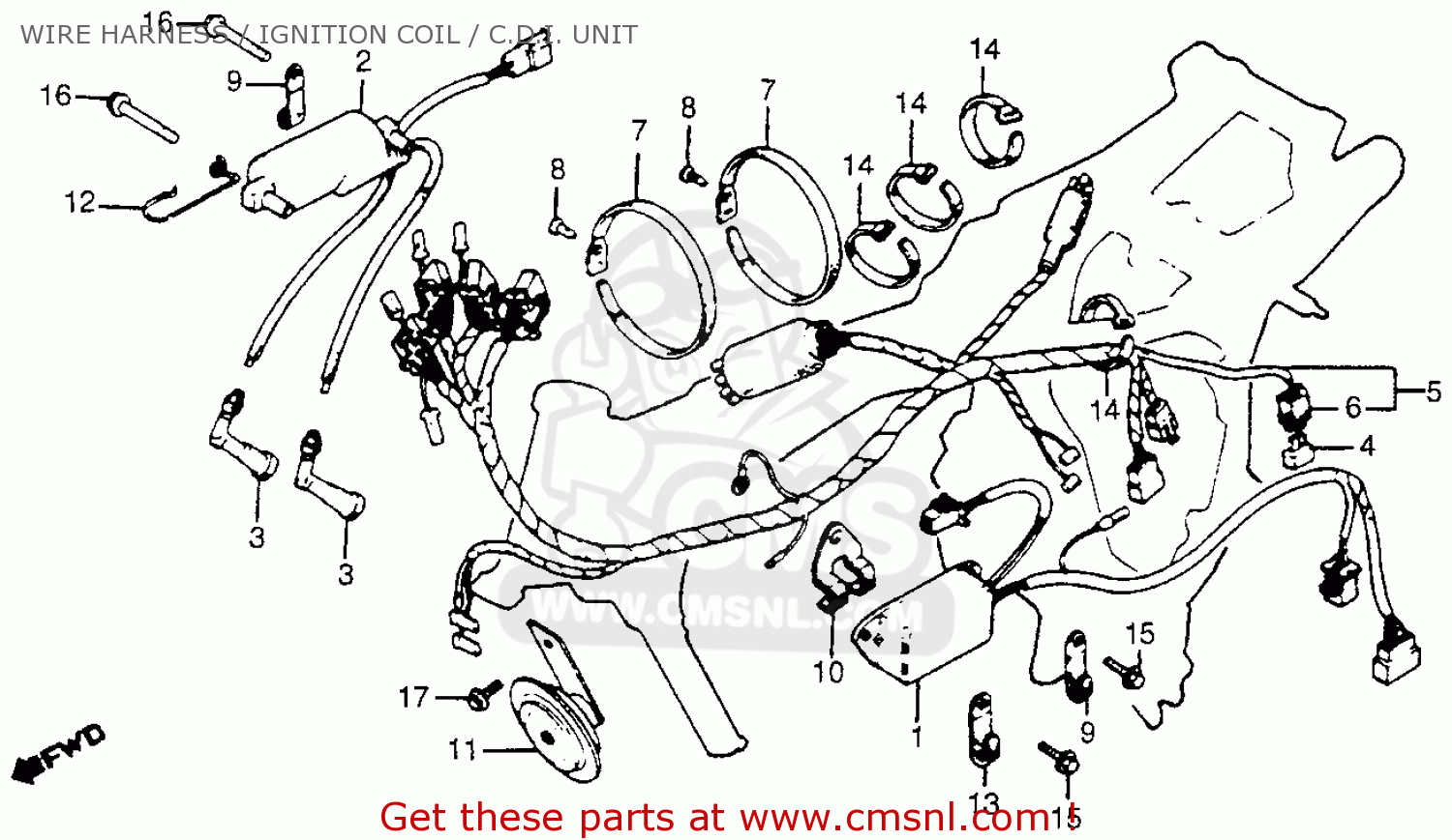 Honda CM400T 1981 (B) USA WIRE HARNESS / IGNITION COIL / C ... honda cb750f wiring diagram 
