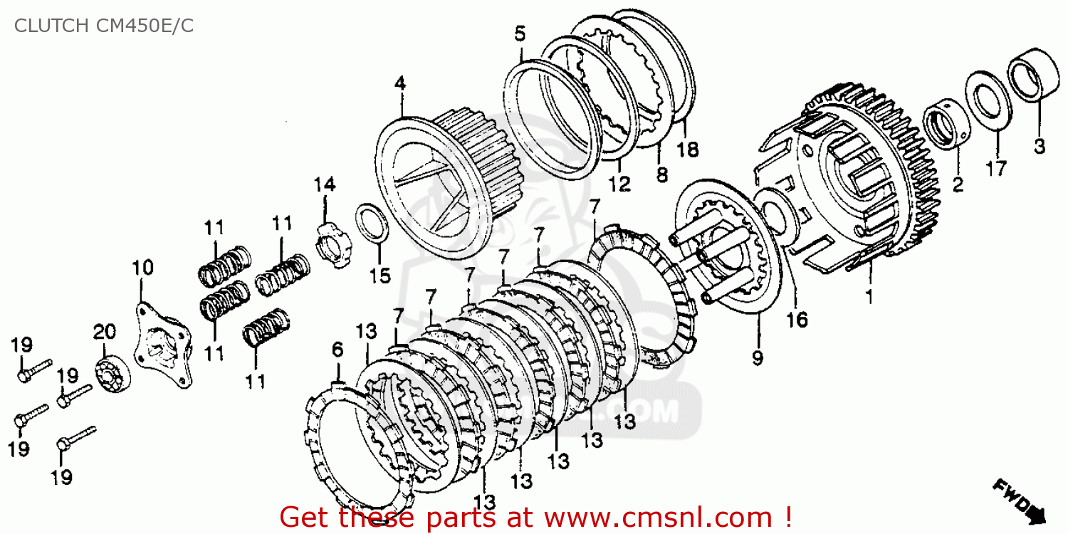 Honda CM450C 1982 (C) CUSTOM USA CLUTCH CM450E/C - buy CLUTCH CM450E/C ...