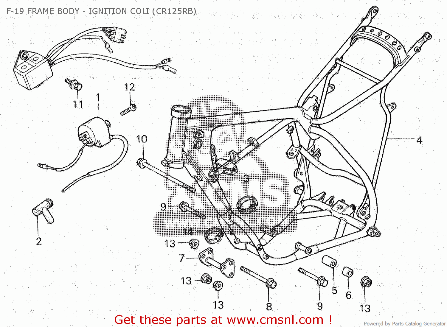 Honda CR125R 1981 (B) F-19 FRAME BODY - IGNITION COLI (CR125RB) - buy F ...