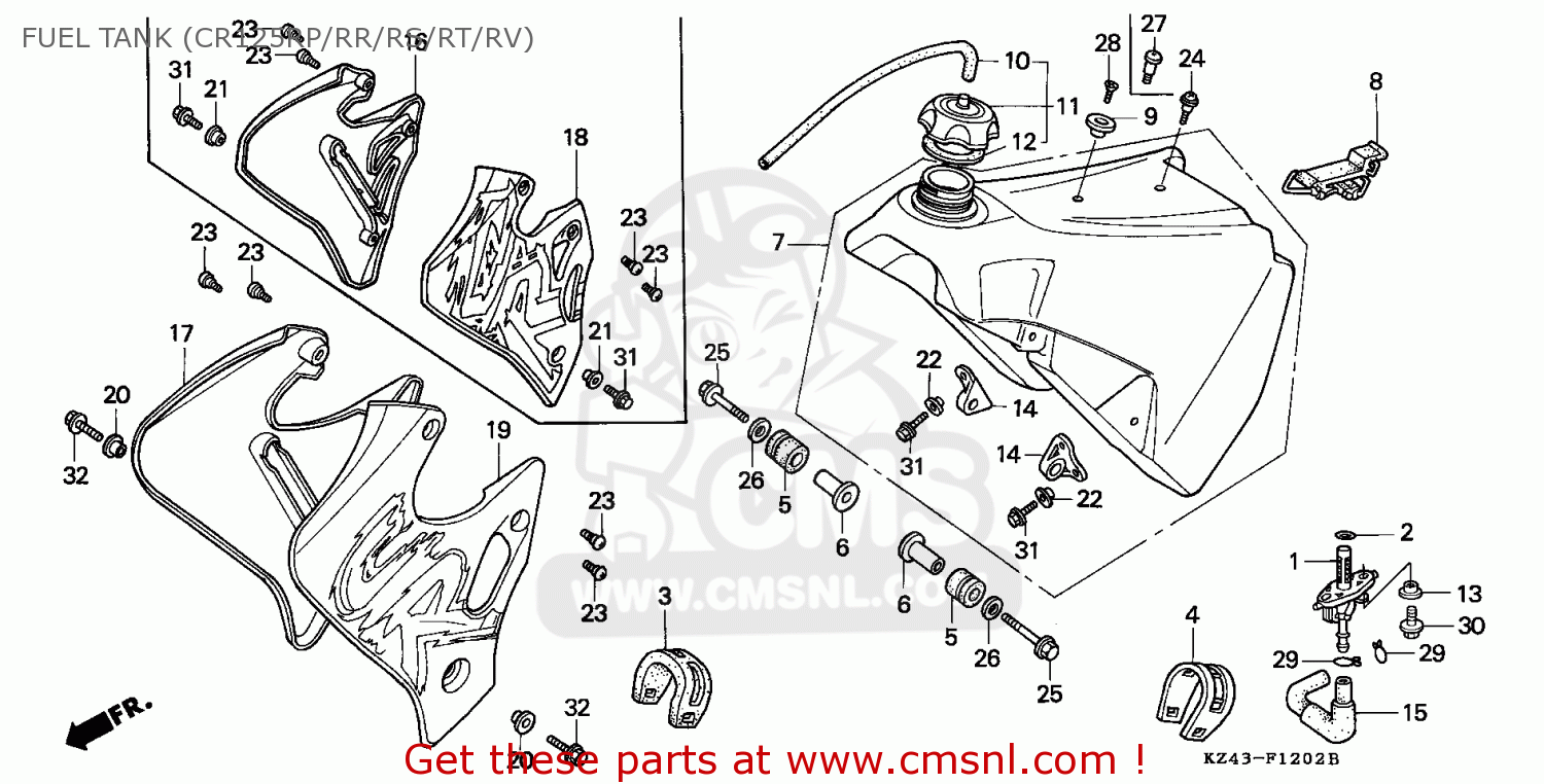 Honda cr125r запчасти