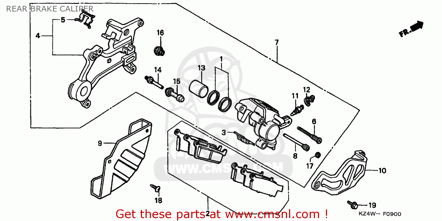 Honda CR125R 1999 (X) AUSTRALIA REAR BRAKE CALIPER - buy REAR BRAKE ...