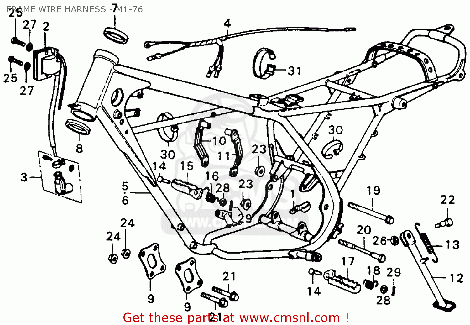 Honda Honda CR250M ELSINORE 1975 M1 USA parts lists and schematics