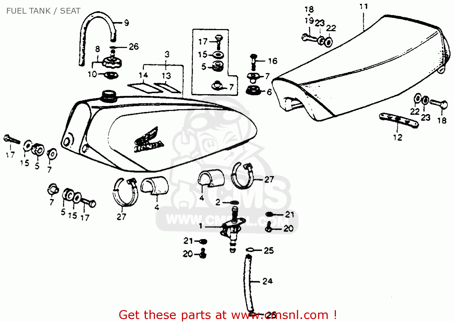 Honda Honda CR250M ELSINORE 1975 M1 USA parts lists and schematics