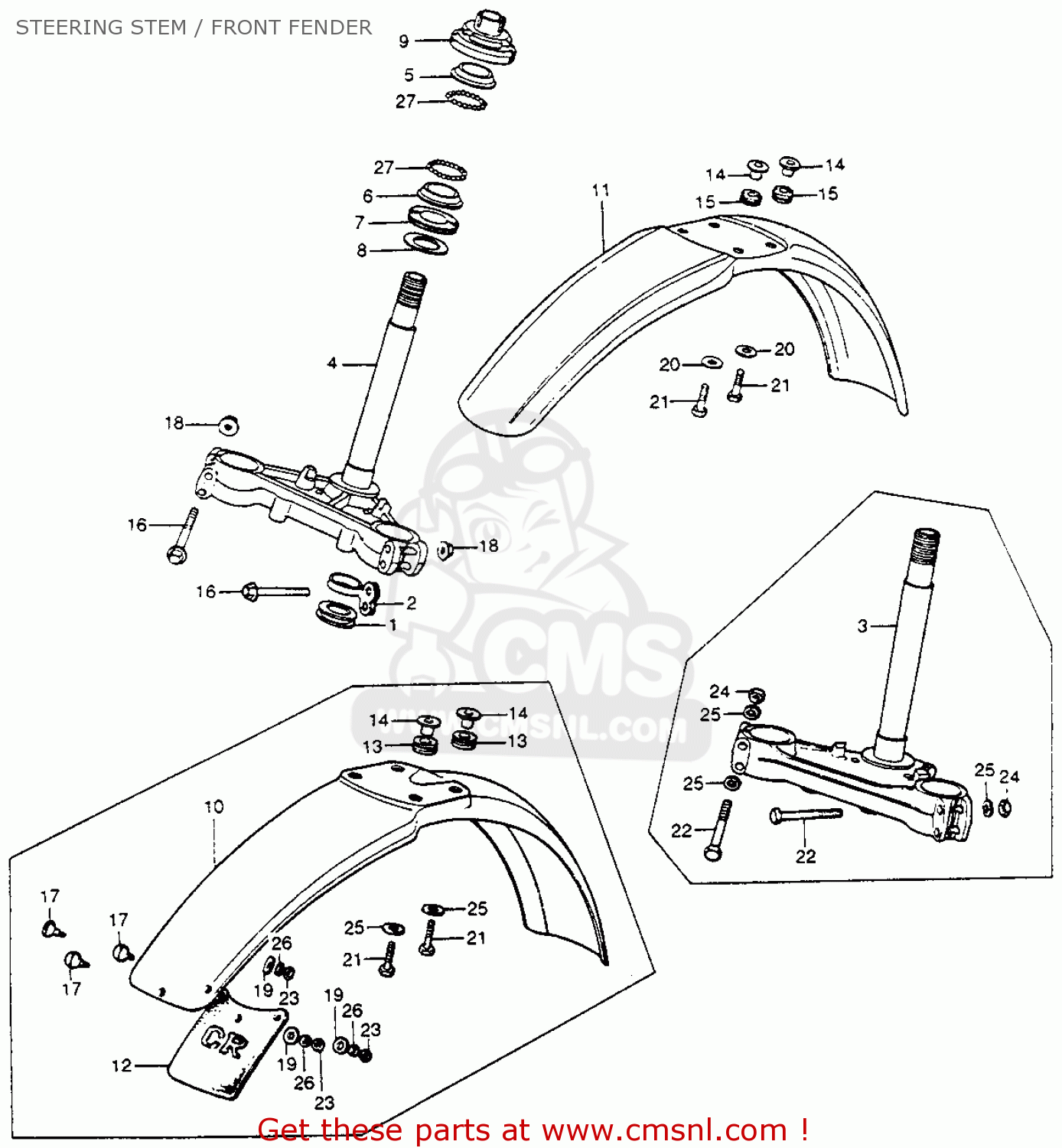 Honda Honda CR250M ELSINORE 1975 M1 USA parts lists and schematics
