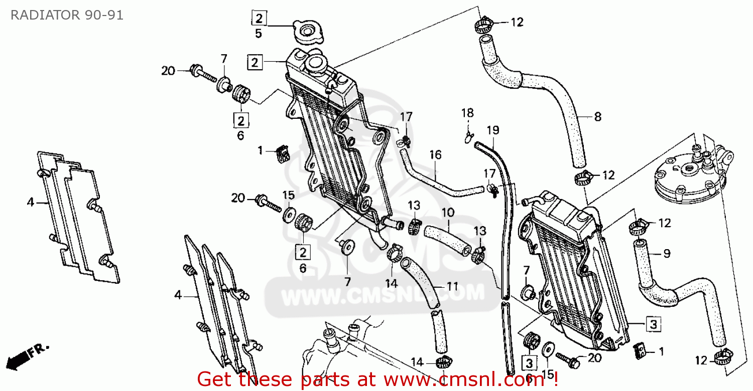 Honda Cr250r Elsinore 1991 (m) Usa Radiator 90-91 ... cr125 wiring diagram 