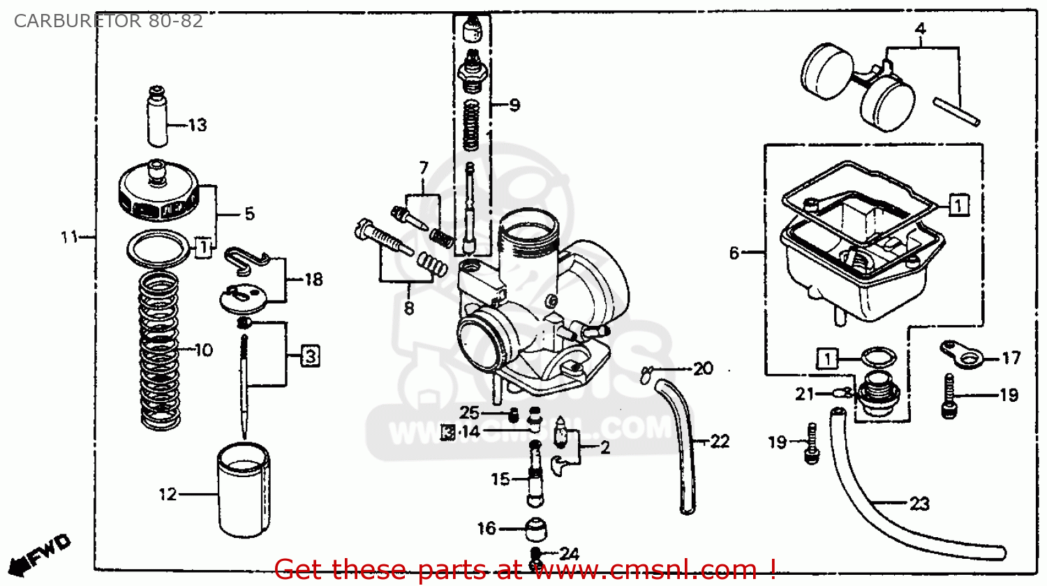 Honda Cr80r 1981 (b) Usa Carburetor 80-82 - schematic partsfiche