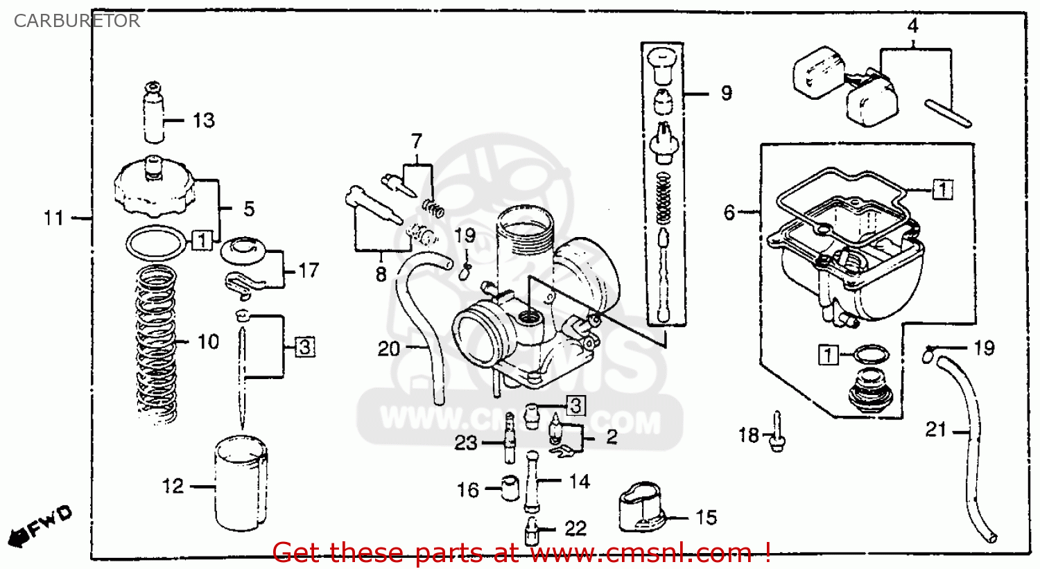 Honda Cr80r 1984 (e) Usa Carburetor - schematic partsfiche