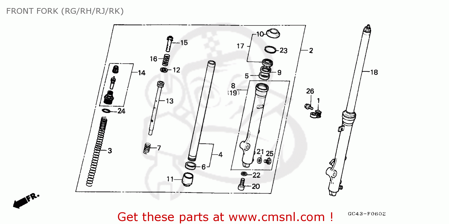 Honda CR80R 1986 (G) AUSTRALIA FRONT FORK (RG/RH/RJ/RK) buy FRONT