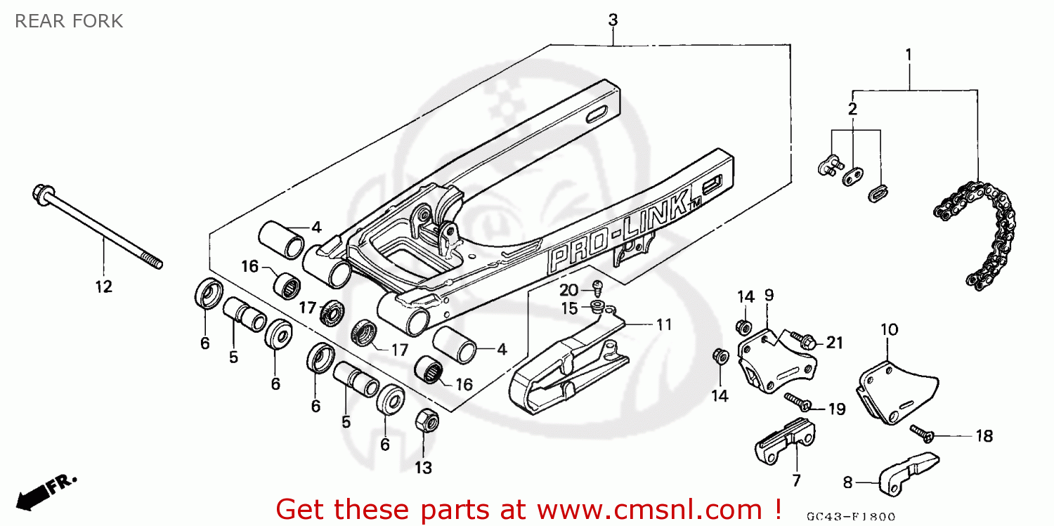 Honda CR80R 1986 (G) AUSTRALIA REAR FORK buy REAR FORK spares online