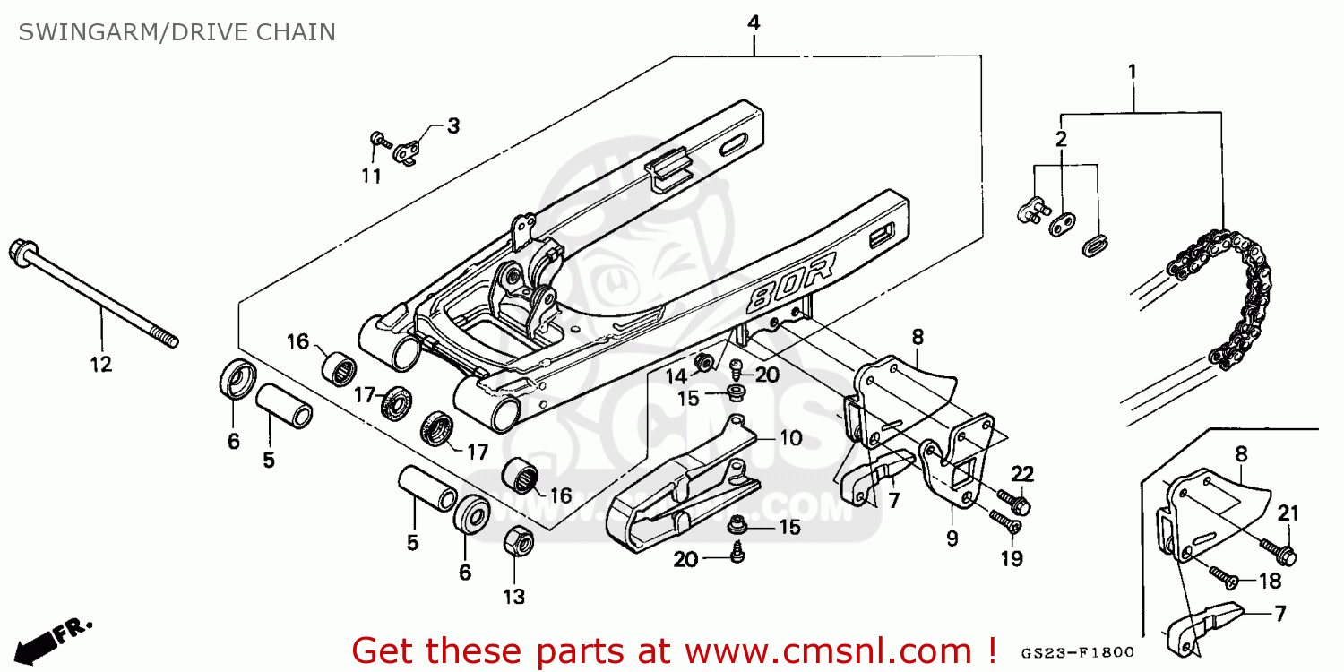 Honda CR80R 1990 (L) AUSTRALIA SWINGARM/DRIVE CHAIN buy SWINGARM