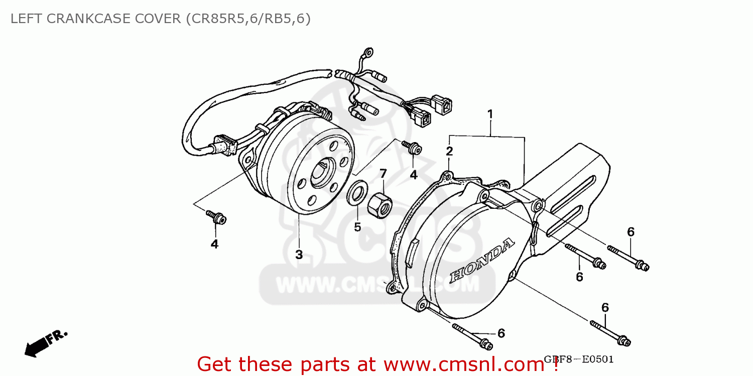 LEFT CRANKCASE COVER (CR85R5,6/RB5,6) CR85RB 2006 (6) AUSTRALIA / T19