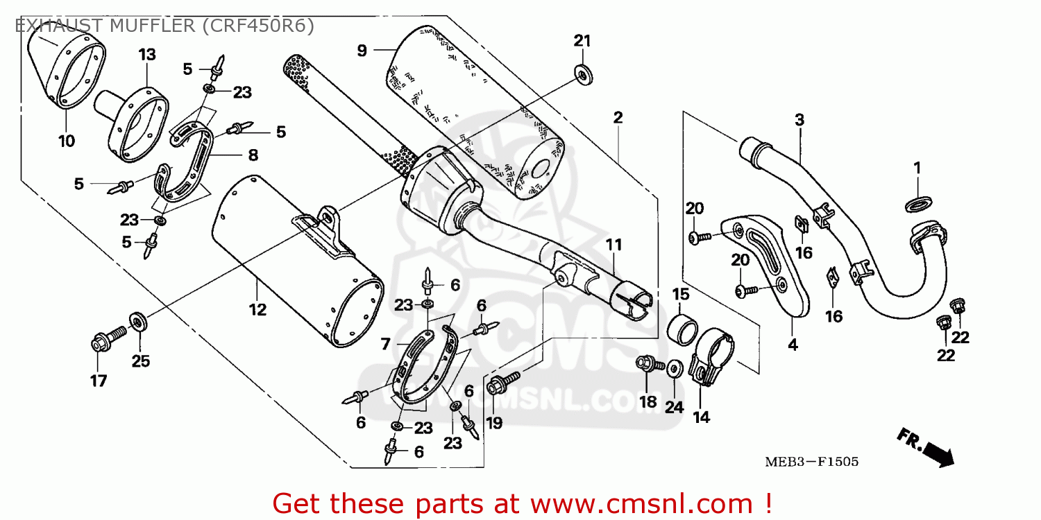 Honda CRF450R 2006 (6) EUROPEAN DIRECT SALES EXHAUST MUFFLER (CRF450R6 ...