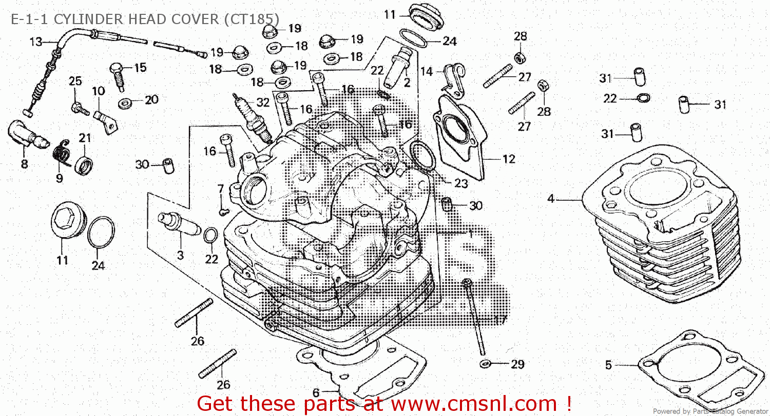 Honda CT185 1983 (D) AUSTRALIA E-1-1 CYLINDER HEAD COVER (CT185) - buy ...