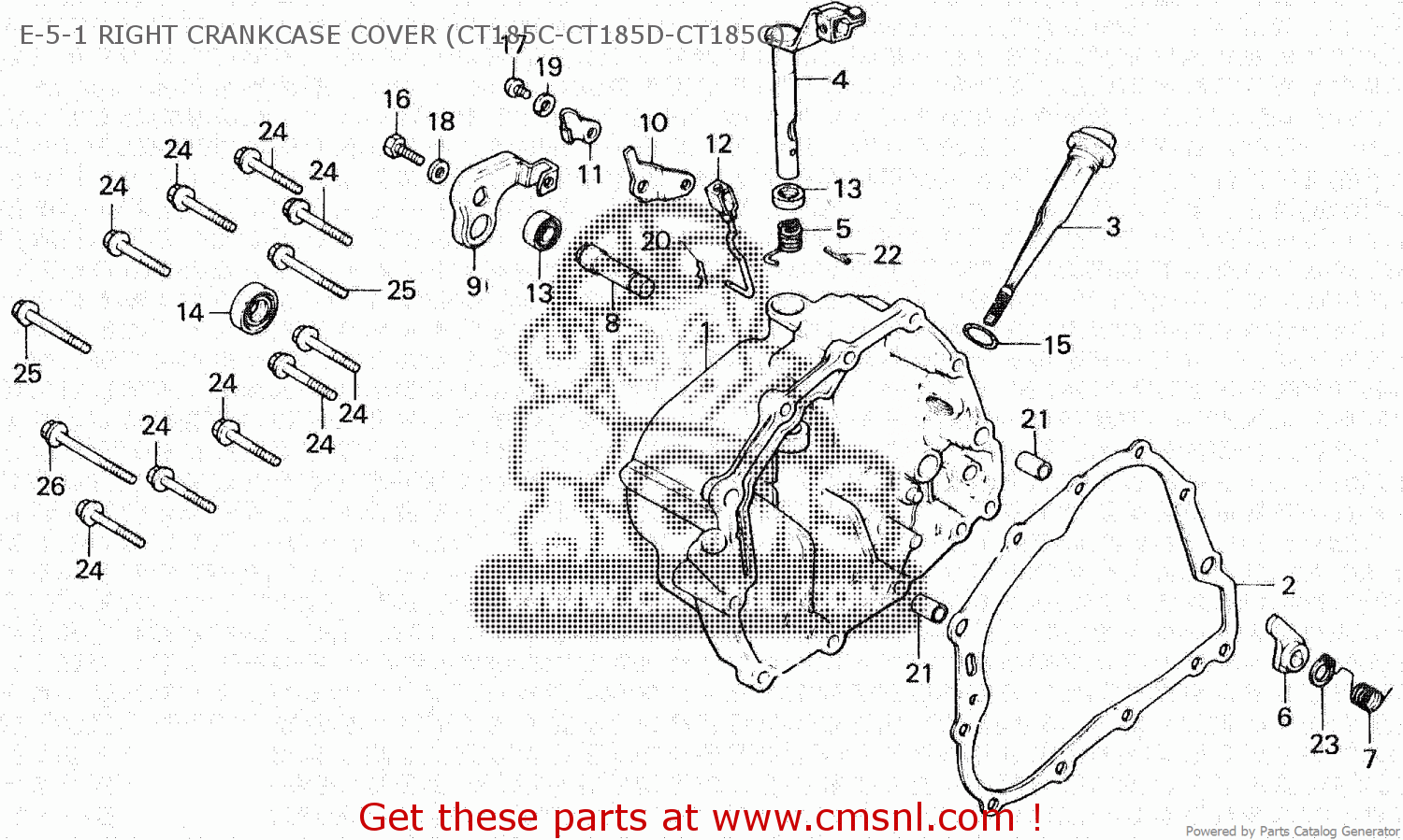 Honda CT185 1983 (D) AUSTRALIA E-5-1 RIGHT CRANKCASE COVER (CT185C ...