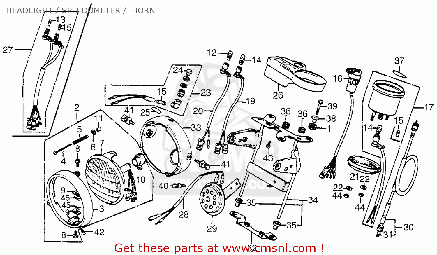Honda CT70 TRAIL 70 1981 (B) USA HEADLIGHT / SPEEDOMETER ... 4x12 wiring diagram 