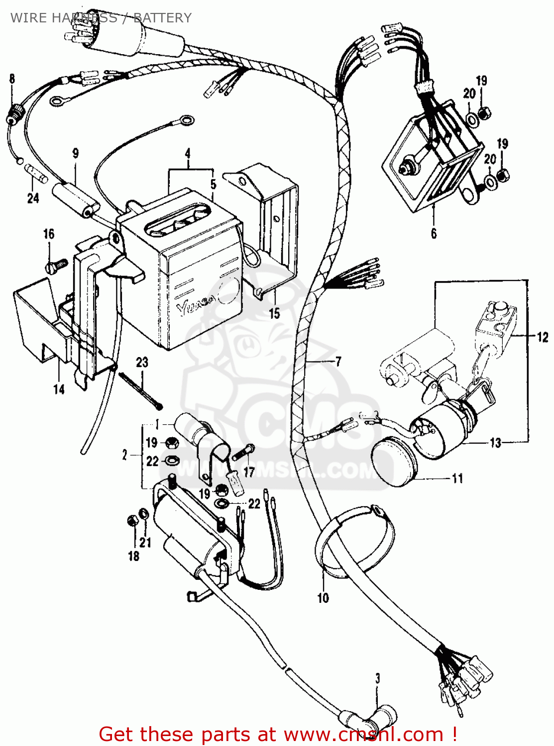 Honda Ct90 Trail 1971 K3 Usa Wire Harness / Battery ... honda s90 wiring diagram 