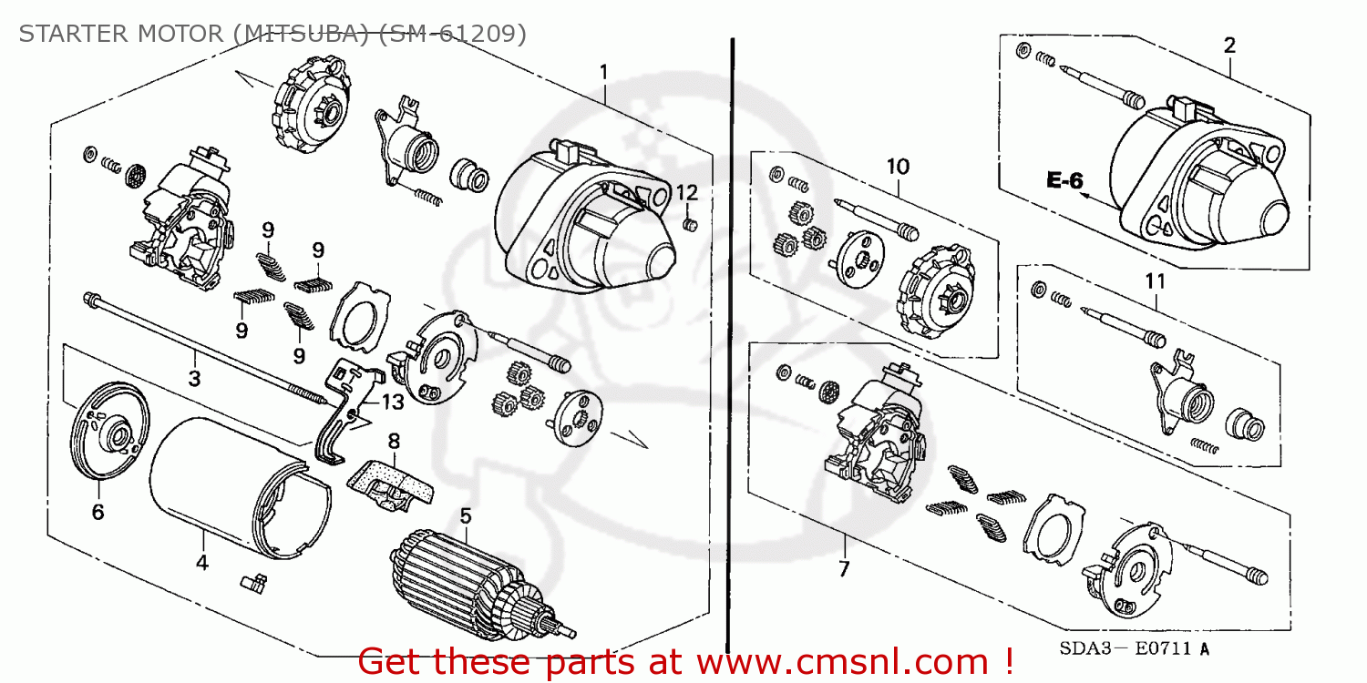 Honda ELEMENT 2003 (3) 5DR EX 4WD (KA) STARTER MOTOR (MITSUBA) (SM