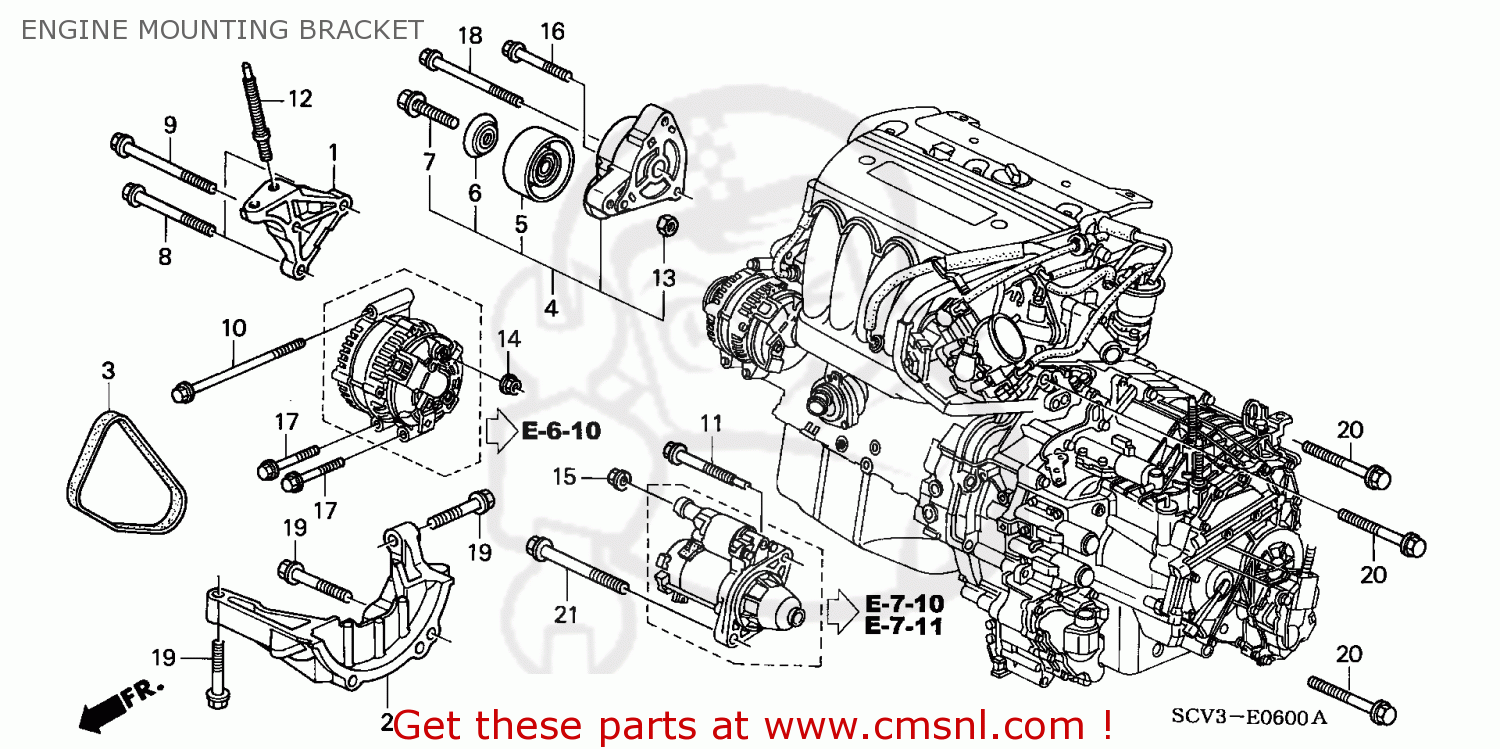 Honda ELEMENT 2005 (5) 5DR EX 2WD SIDE SRS (KA) ENGINE MOUNTING BRACKET ...