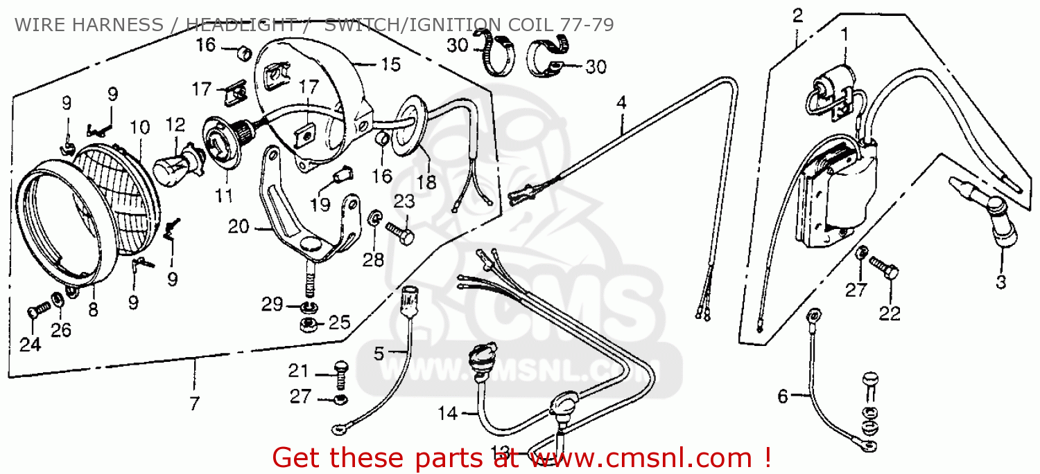 Honda Fl250 Odyssey 1979 (z) Usa Wire Harness / Headlight ... 79 corvette electrical wiring diagram schematic 
