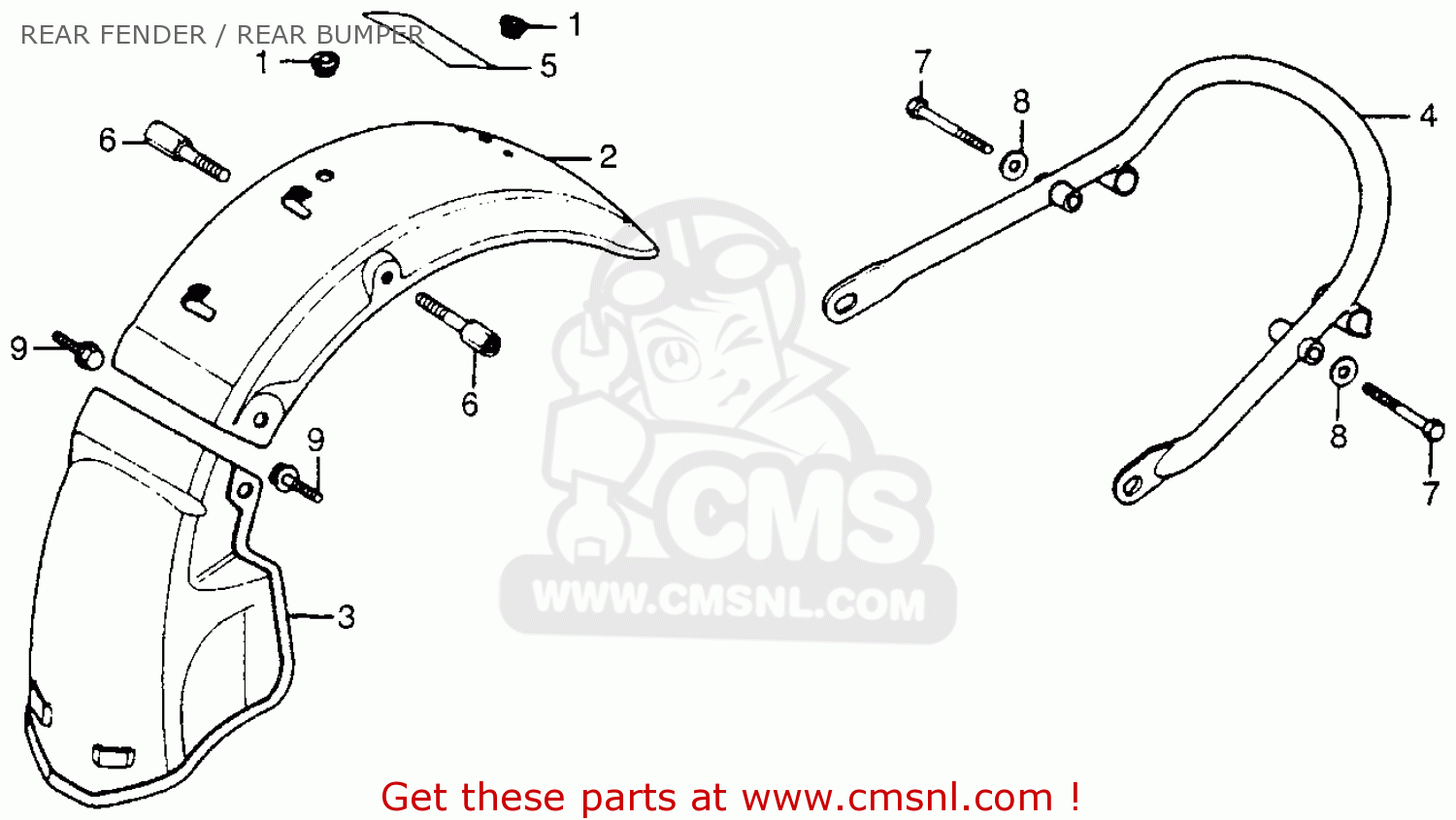 Honda Gl1000 Goldwing 1975 K0 Usa Rear Fender / Rear Bumper - schematic ...