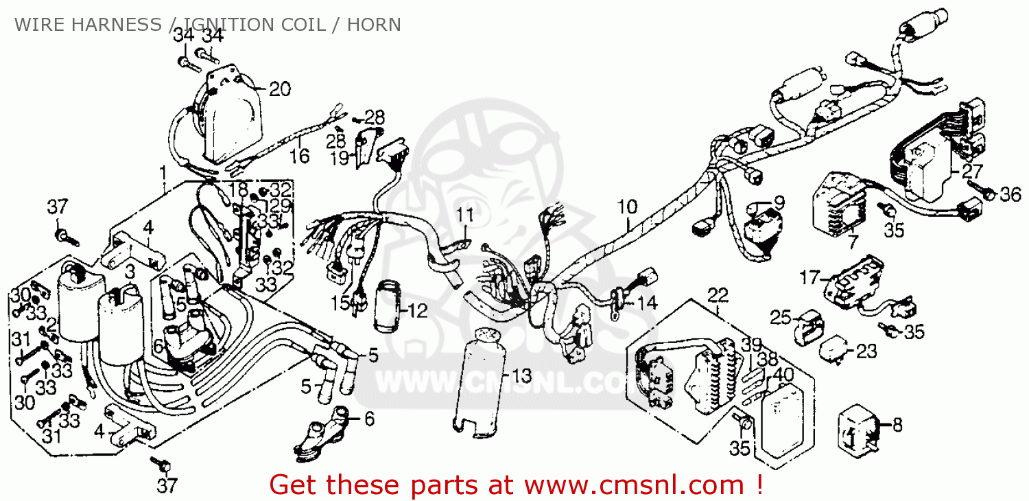 Honda GL1000 GOLDWING 1976 USA WIRE HARNESS / IGNITION ... kawasaki bayou 185 wiring diagram 