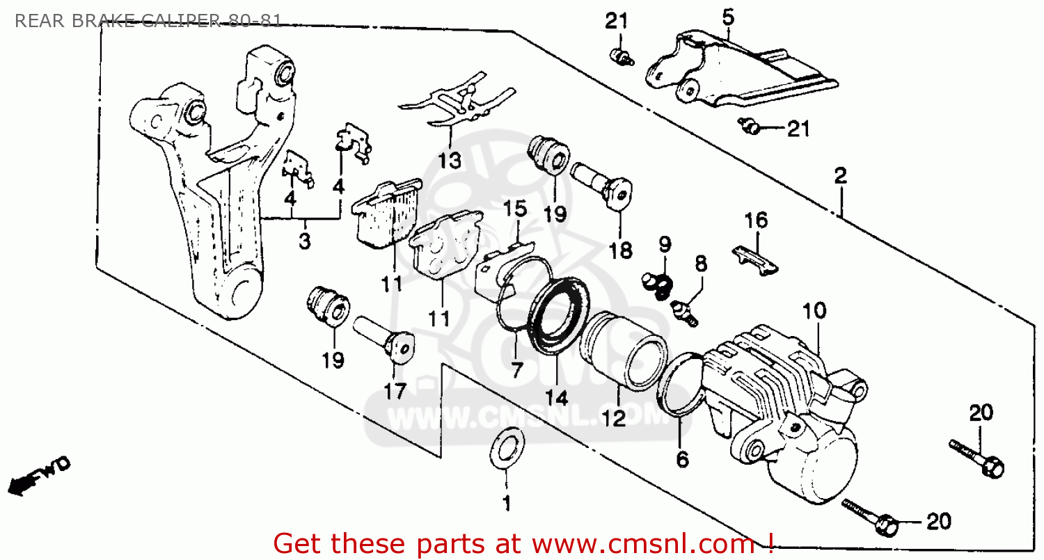 Honda GL1100 GOLDWING 1981 (B) USA REAR BRAKE CALIPER 8081 buy REAR BRAKE CALIPER 8081