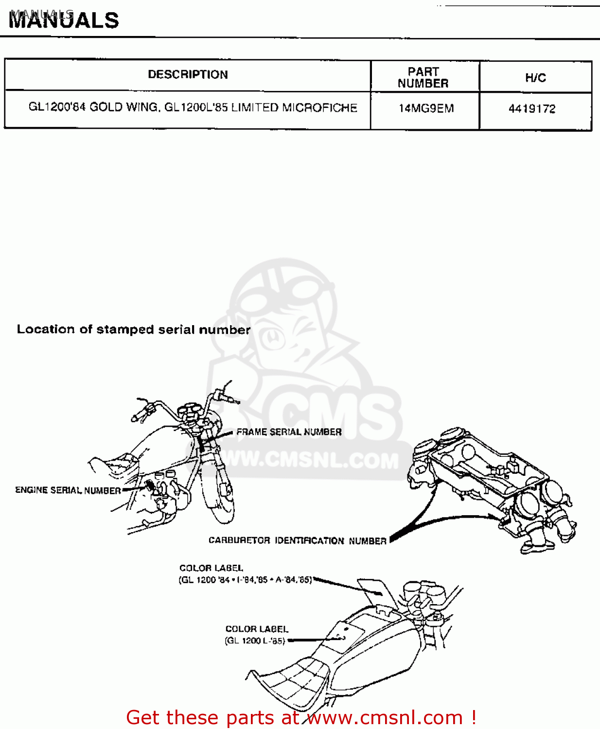 Honda GL1200L GOLDWING LTD 1985 (F) USA CALIFORNIA MANUALS buy