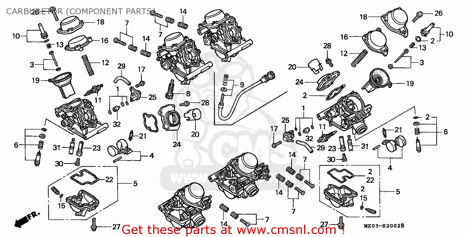 Honda GL1500C VALKYRIE 1997 (V) ENGLAND CARBURETOR PARTS