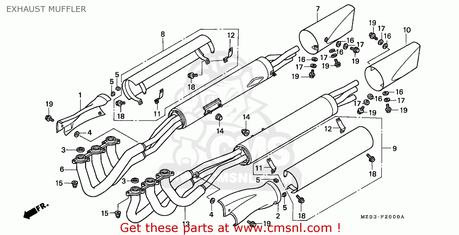 Honda GL1500C VALKYRIE 1997 (V) EUROPEAN DIRECT SALES EXHAUST MUFFLER
