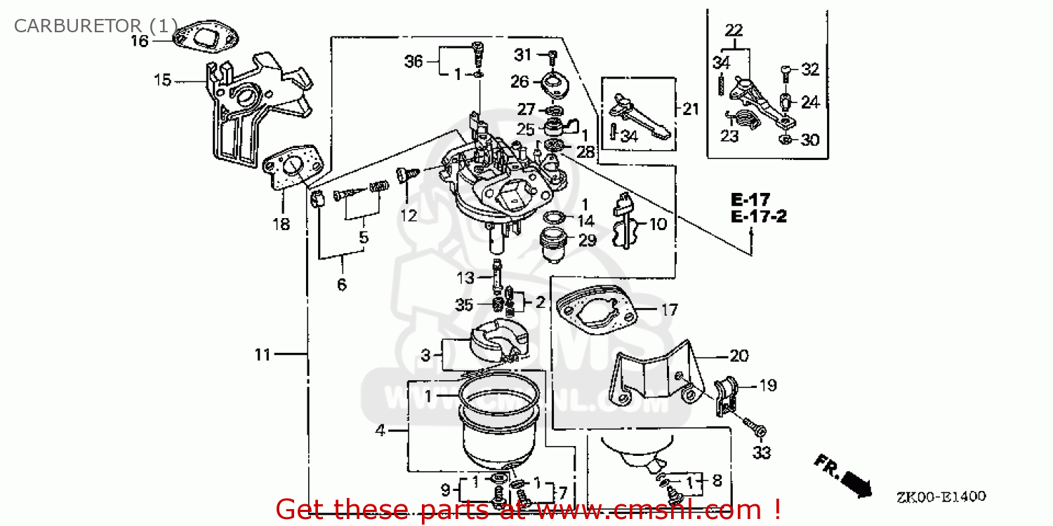 Honda GX200\SXE4\14ZK0402 CARBURETOR (1) - buy CARBURETOR (1) spares online