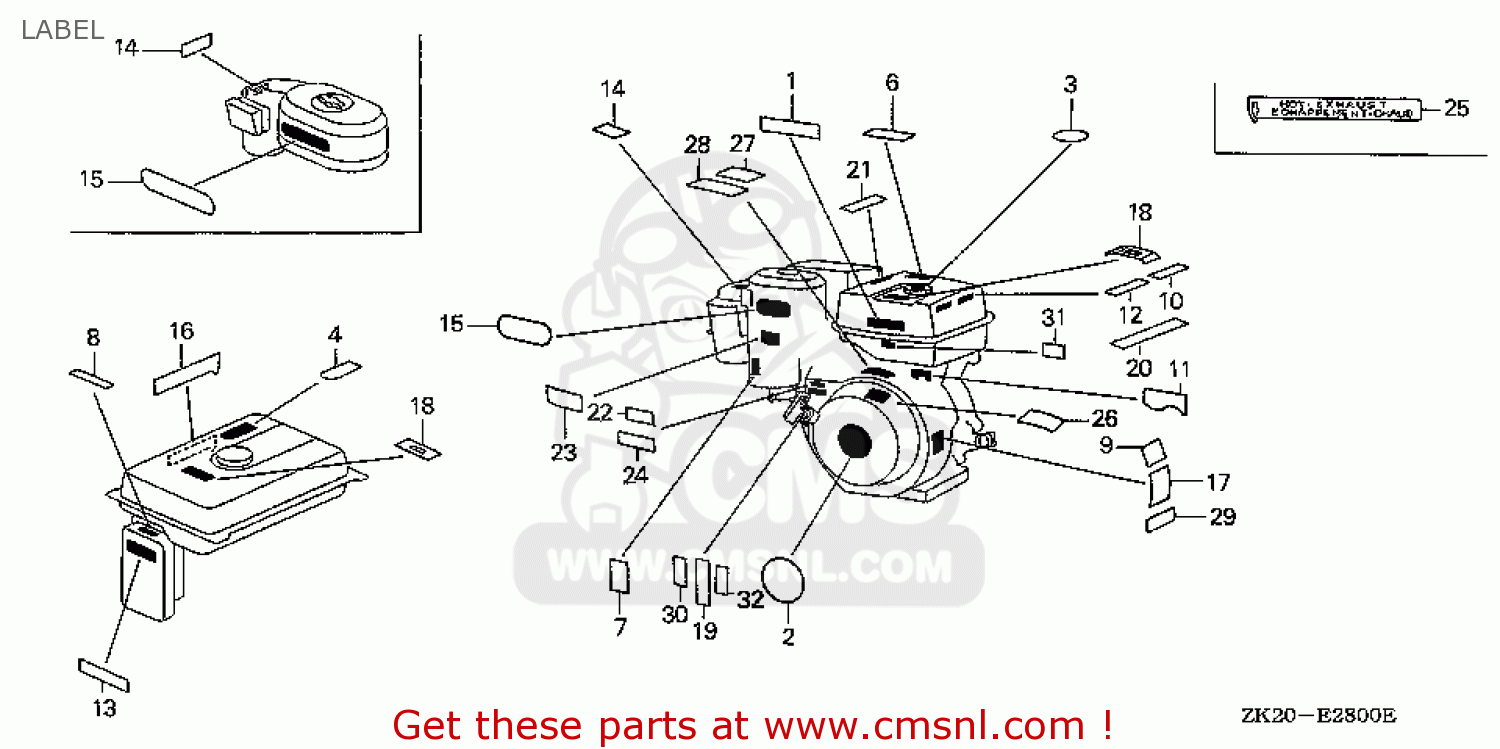 Honda GX240K1\LSX\18ZE20E8 LABEL - buy LABEL spares online